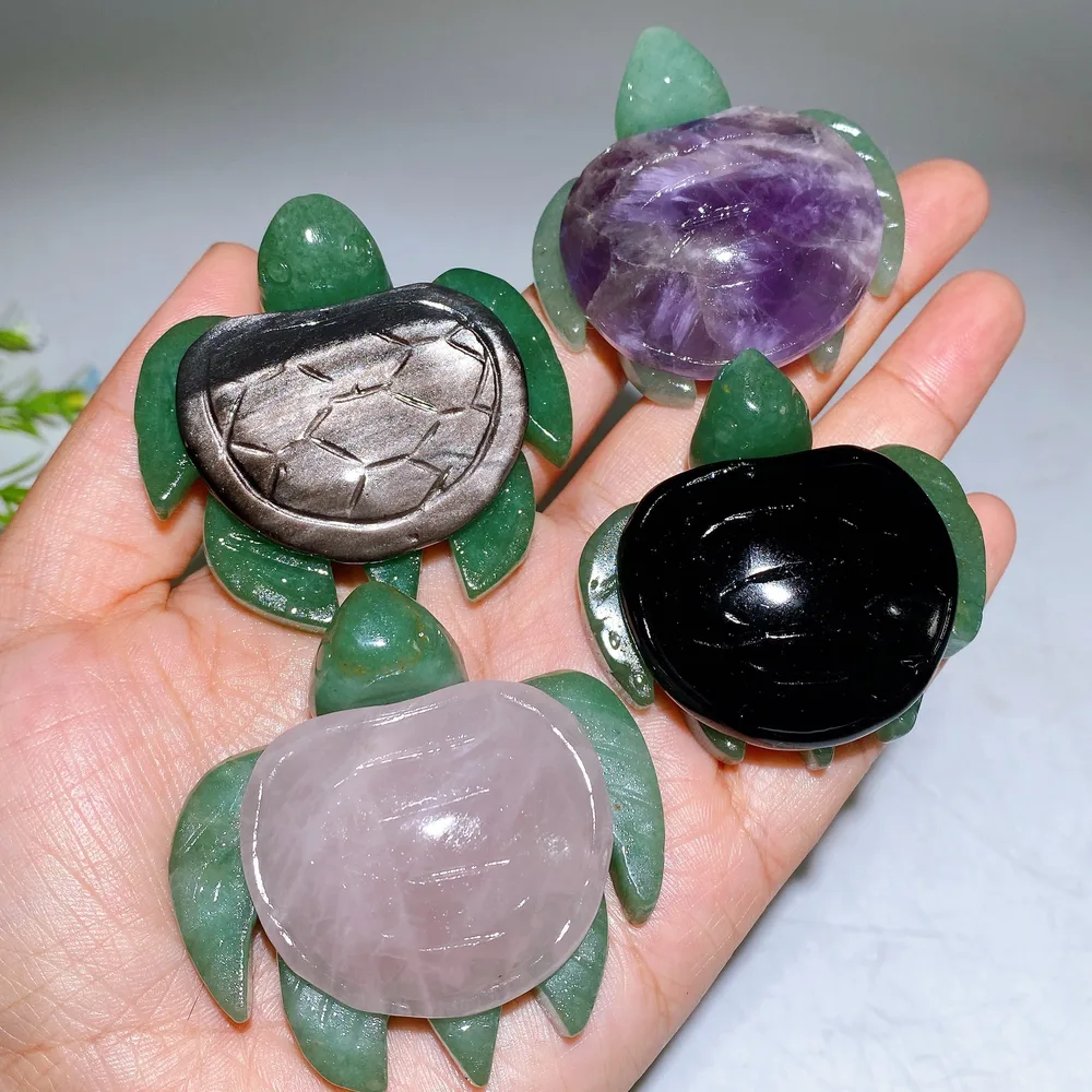 2.0"-2.2" Crystal Turtle with Green Aventurine Base Crystal Healing Bulk Wholesale