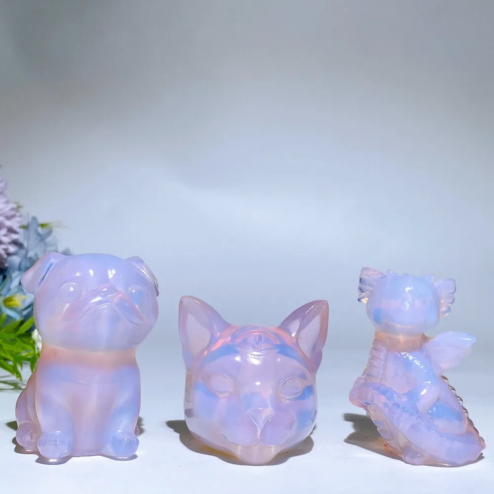 2.0"-2.4" Pink Opalite Carving Crystal Healing Bulk Wholesale