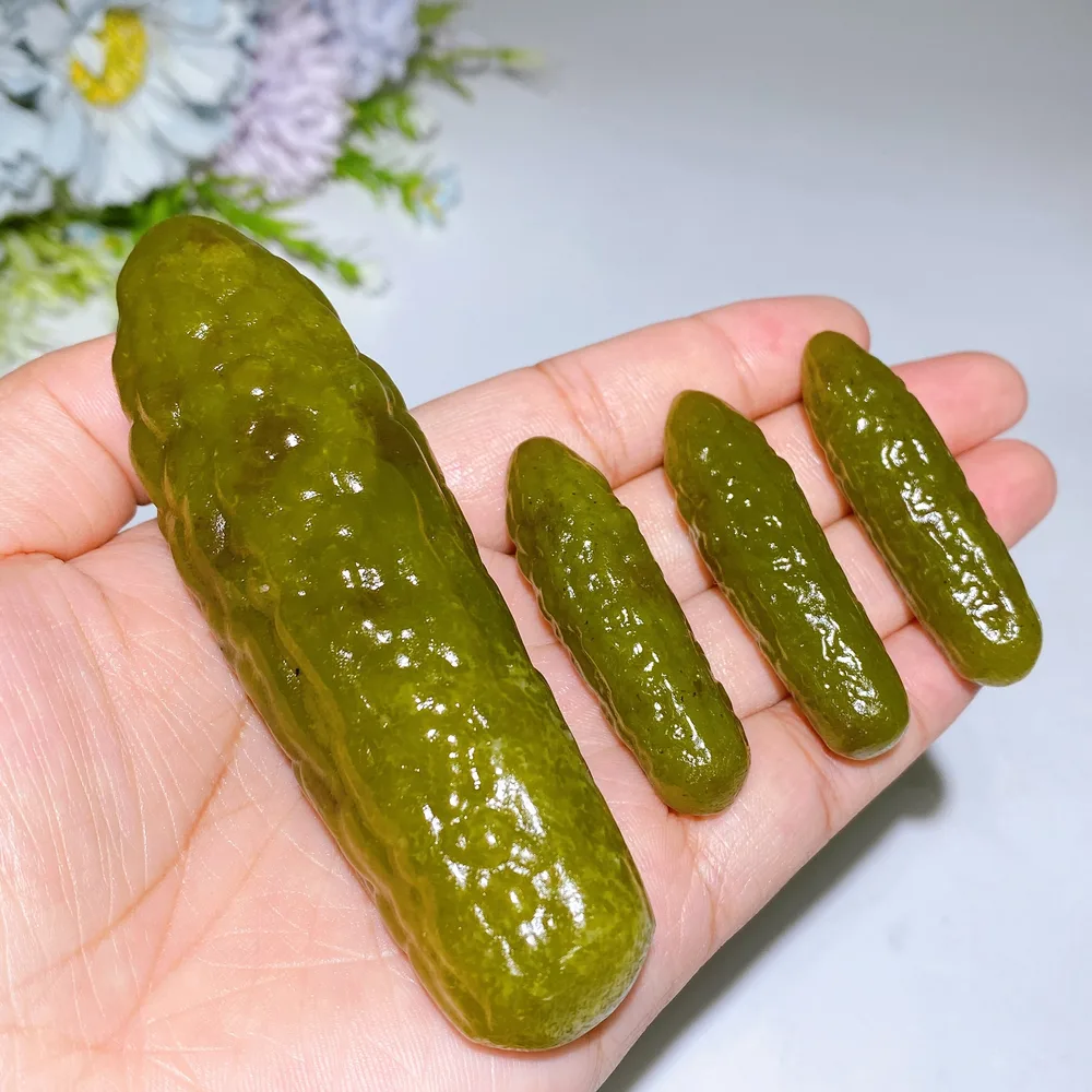 2.0"-4.0" Jade Cucumber Pickles Vegetable Carving Crystal Healing Bulk Wholesale