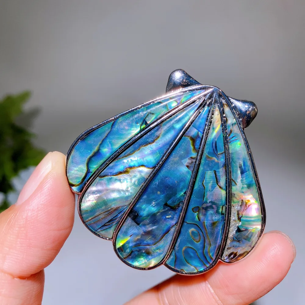 2.0" Abalone Shell Brooch Pendant Shell Shape Crystal Healing Bulk Wholesale