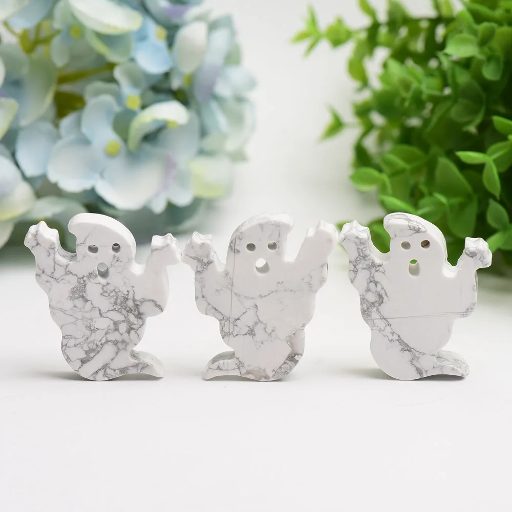 2.0" Howlite Ghost Carving for Halloween Decor Bulk Wholesale