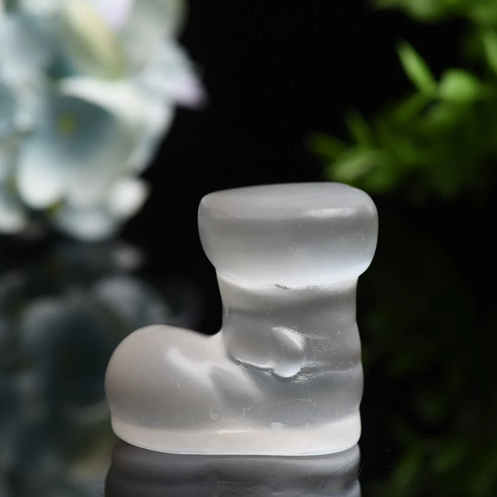 2.0" Selenite Christmas Boot Carving Bulk Wholesale