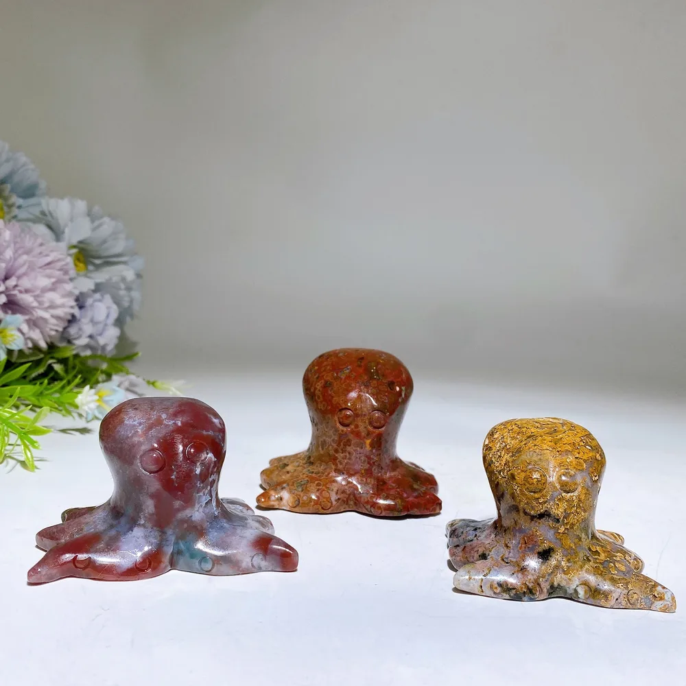2.1"-2.4" Ocean Jasper Octopus Carving Crystal Healing Bulk Wholesale