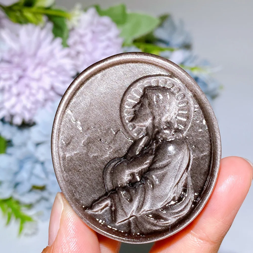 2.1"-2.7" Silver Obsidian Maria Slab Carving Crystal Healing Bulk Wholesale