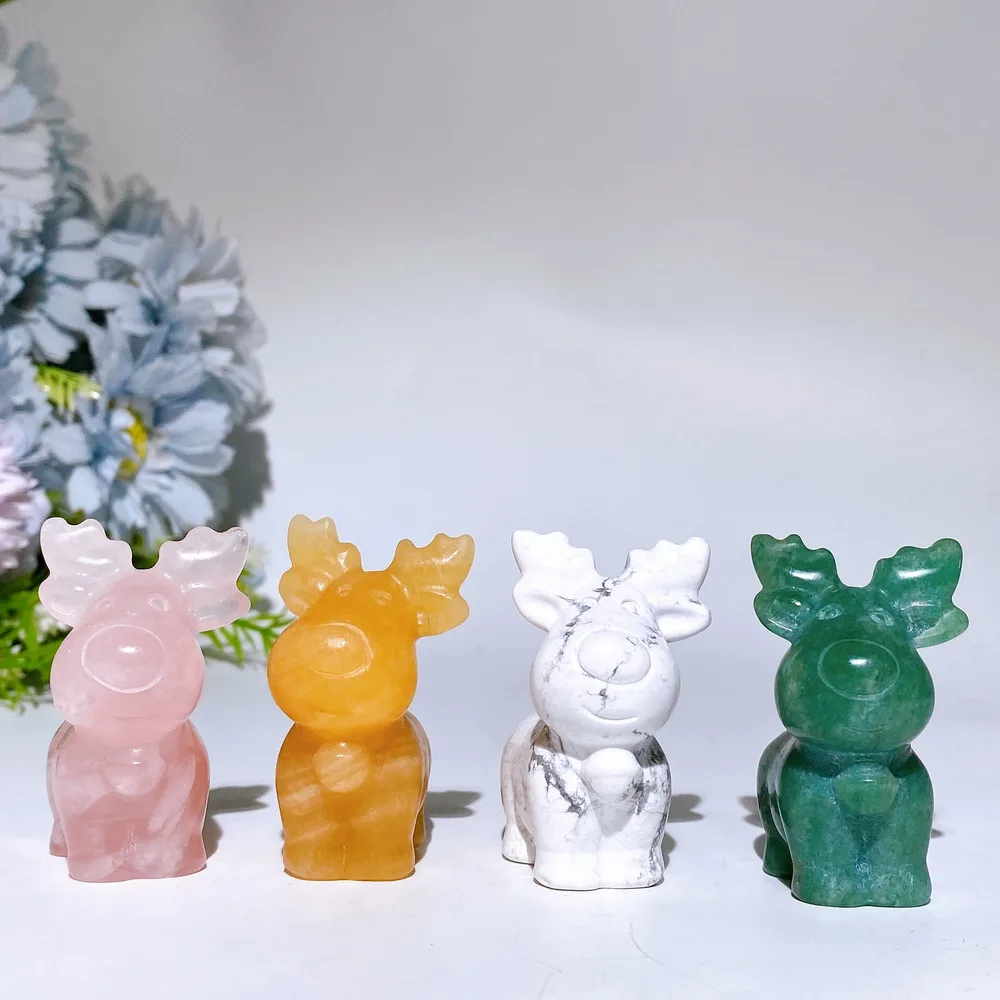 2.1" Crystal Reindeer Carving Crystal Healing Bulk Wholesale