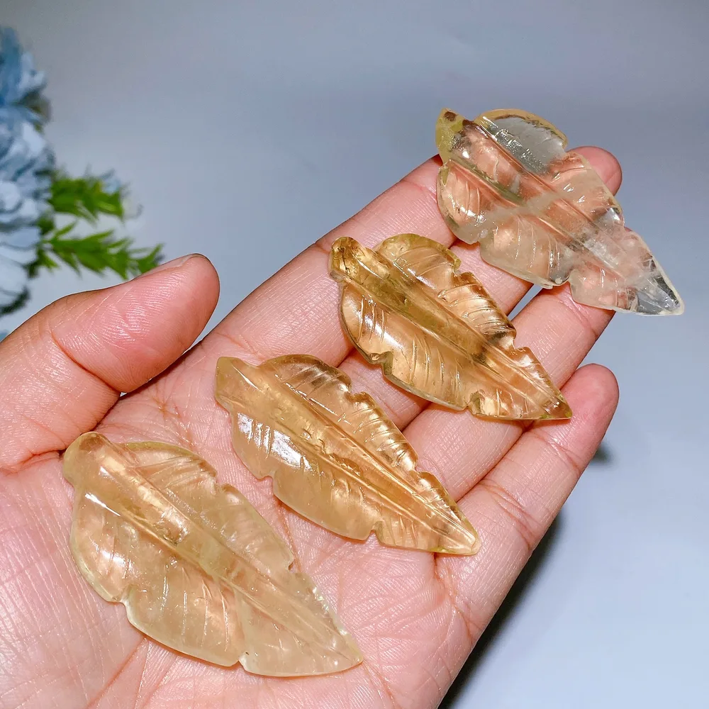 2.2"-2.4" Citrine Leaf Carving Crystal Healing Bulk Wholesale