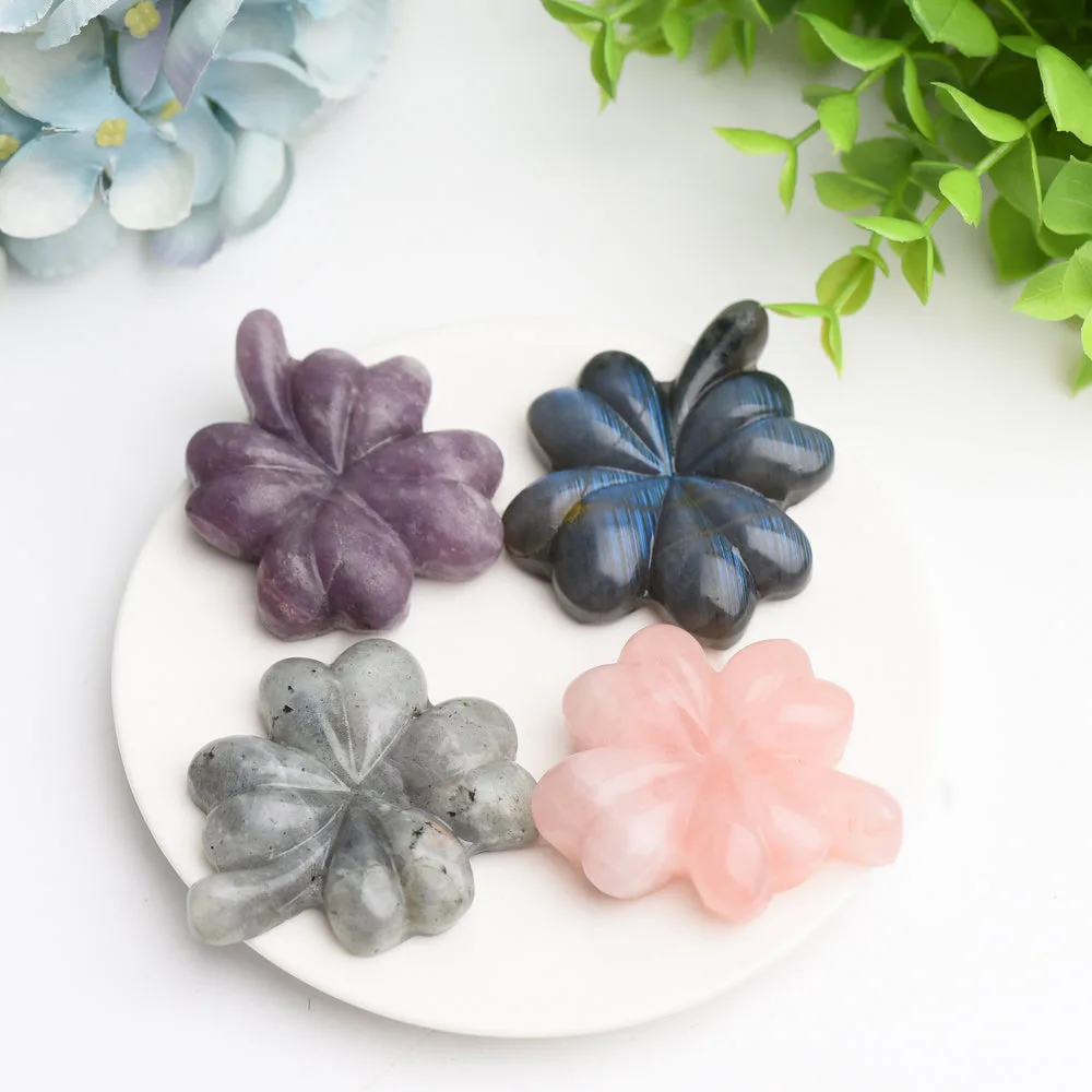 2.2" Mixed Crystal Clover Leaf Crystal Carving Bulk Wholesale