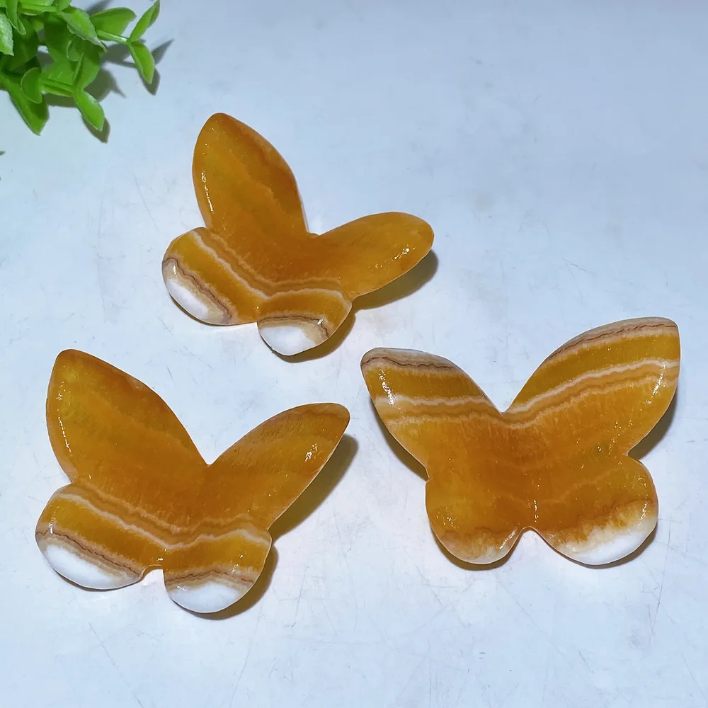 2.3"-2.5" Orange Calcite Butterfly Carving Crystal Healing Bulk Wholesale