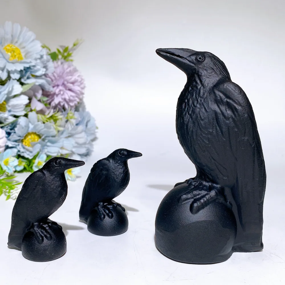 2.3"-4.9" Black Obsidian Raven Carving Crystal Healing Bulk Wholesale