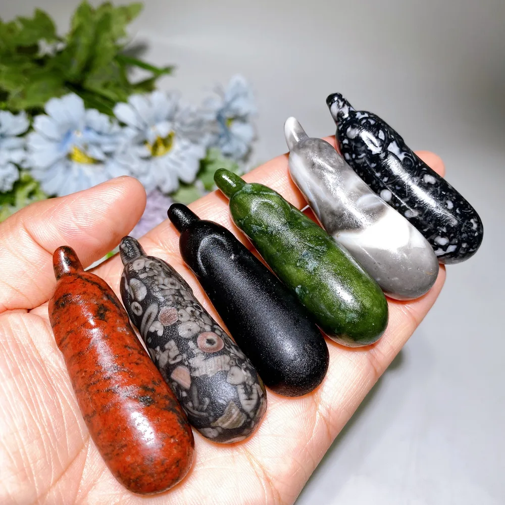 2.3" Crystal Eggplant Aubergine Vegetable Carving Crystal Healing Bulk Wholesale