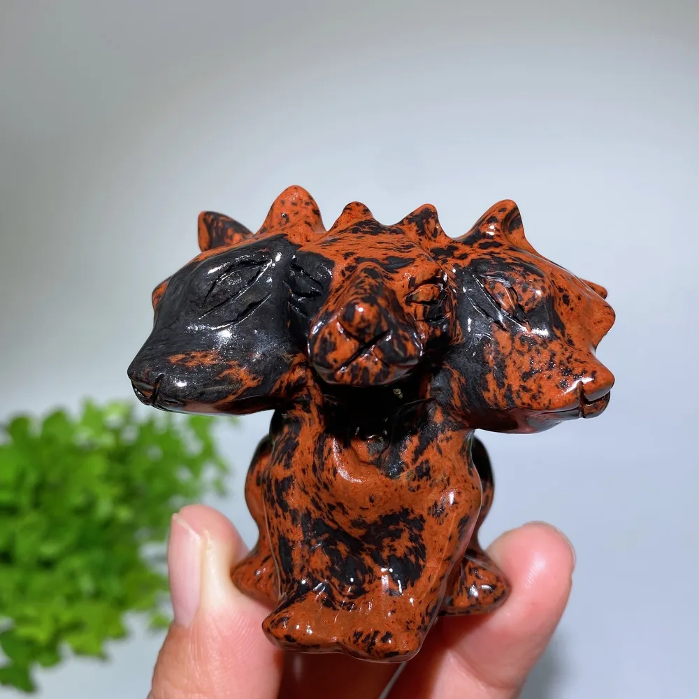 2.3" Mahogany Cerberus Carving Crystal Healing Bulk Wholesale