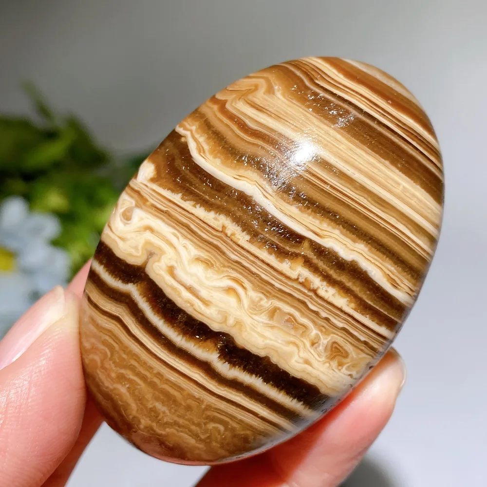 2.4" Chocolate Calcite Palm Stone Crystal Healing Bulk Wholesale