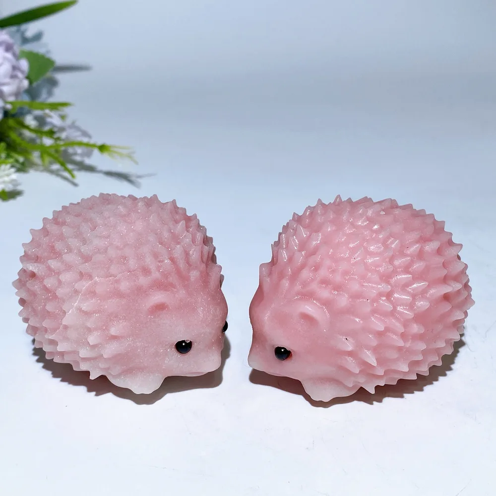 2.4" Pink Opal Hedgehog Carving Crystal Healing Bulk Wholesale
