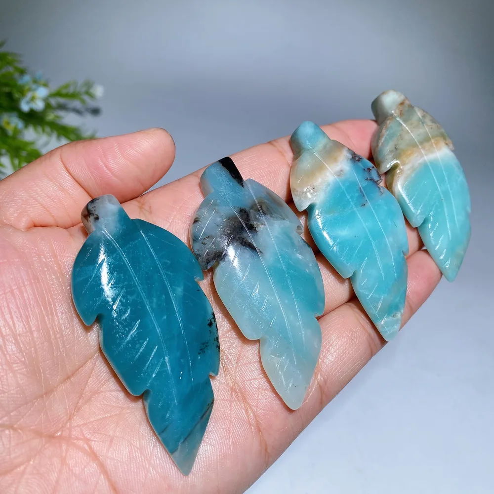 2.5"-2.7" Caribbean Calcite Feather Carving Crystal Healing Bulk Wholesale