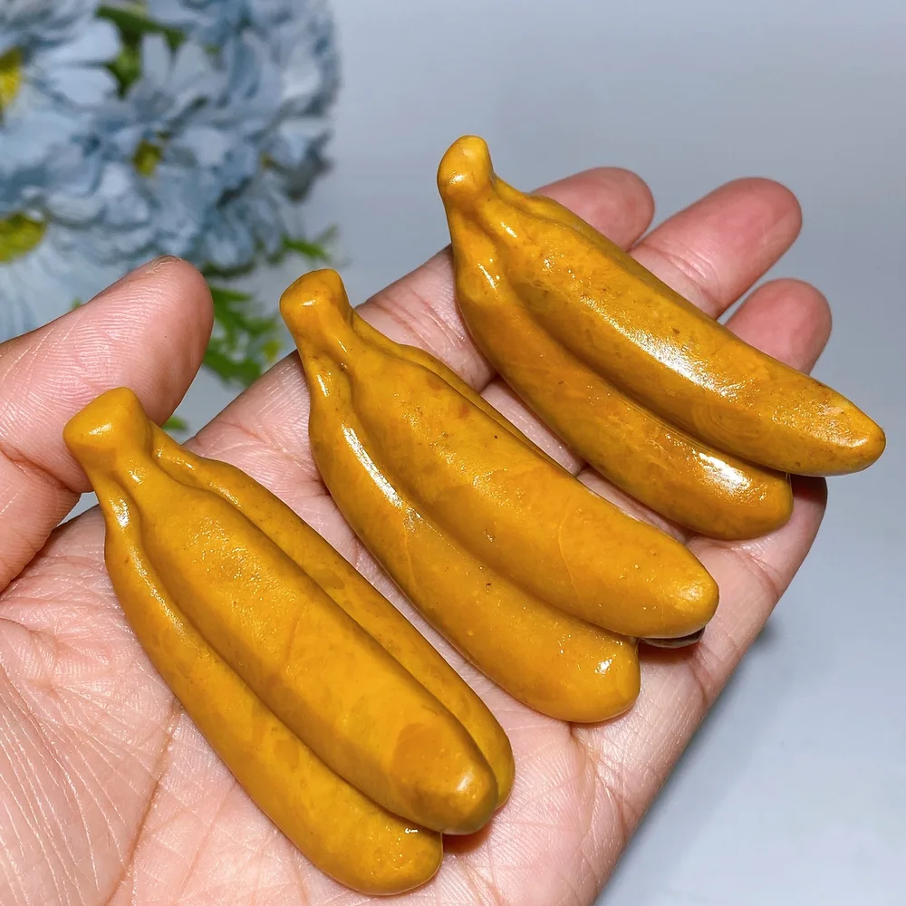 2.5" Yellow Jade Banana Fruit Carving Crystal Healing Bulk Wholesale