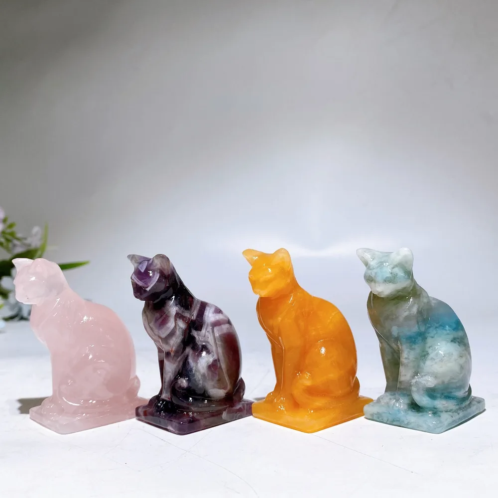 2.6" Crystal Cat Carving Crystal Healing Bulk Wholesale