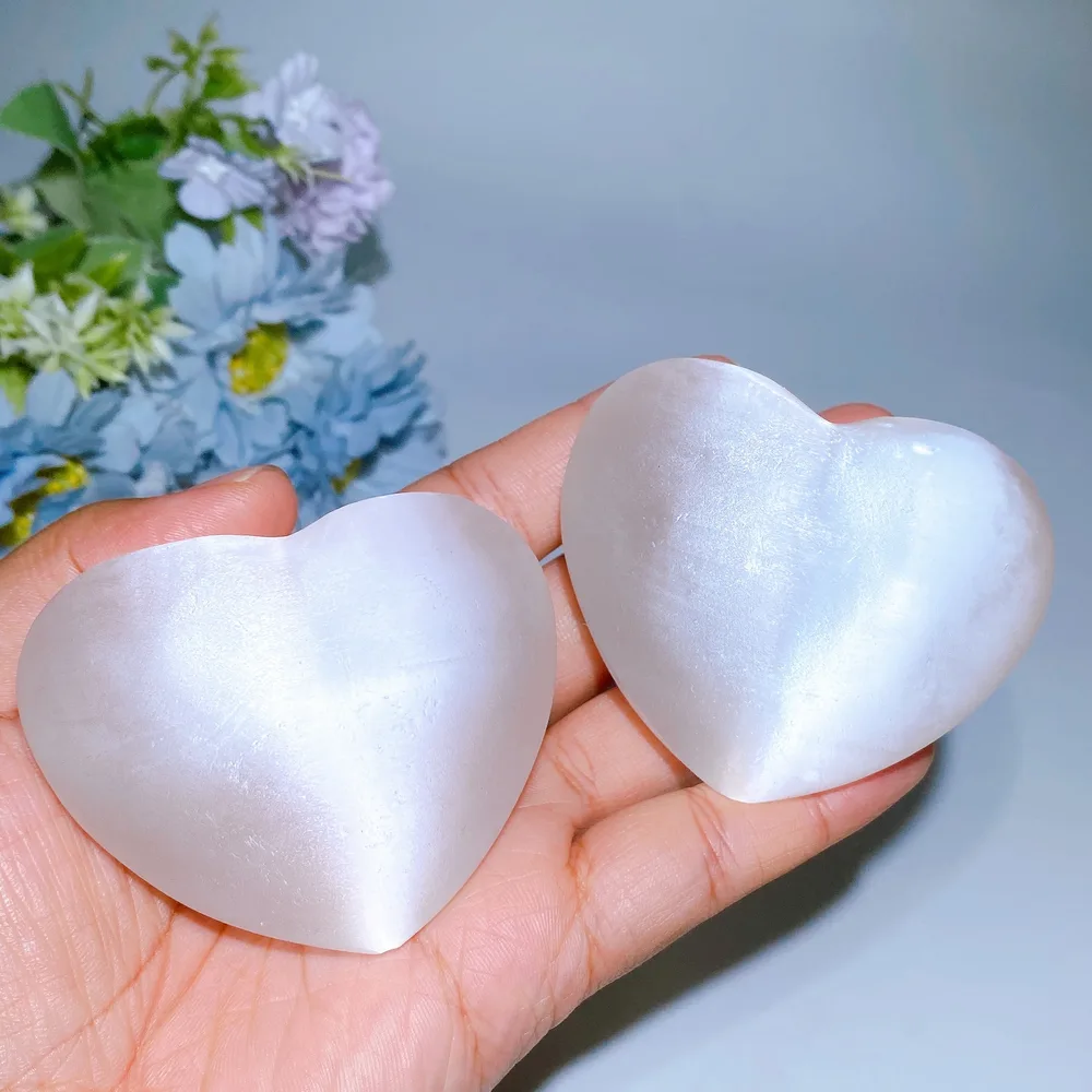 2.7" Selenite Heart Carving Crystal Healing Bulk Wholesale