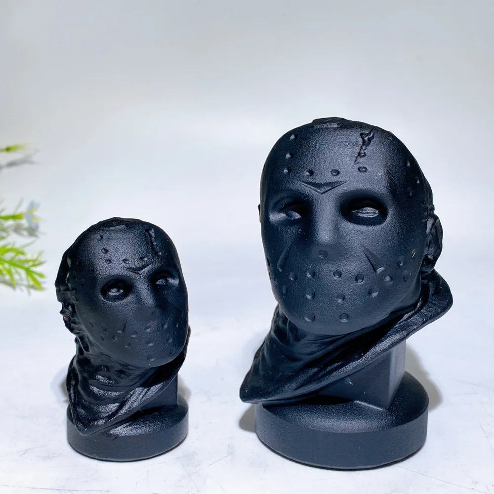 2.8"-4.0" Black Obsidian Chain Saw Massacre Carving Crystal Healing Bulk Wholesale