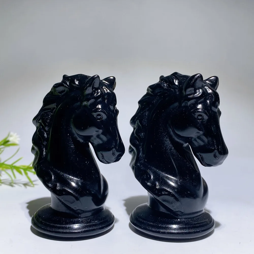 2.9" Black Obsidian Horse Head Carving Crystal Healing Bulk Wholesale