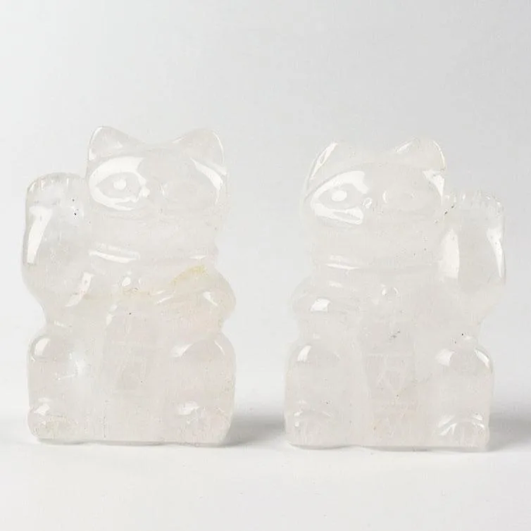 2" Clear Quartz Crystal Carving Animal Bulk Lucky Cat Best Crystal Wholesalers