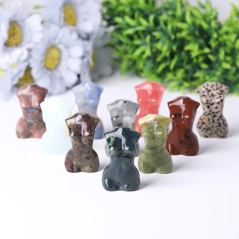 2“ Wholesale Crystal Tiny Model Figurine Crystal Torso Statue Carved Goddess