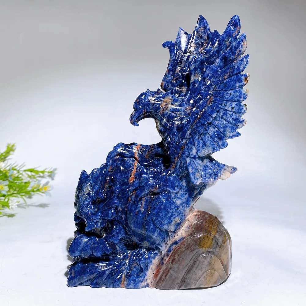 20cm Hand Carved Natural Sodalite Eagle Crystal Healing Bulk Wholesale