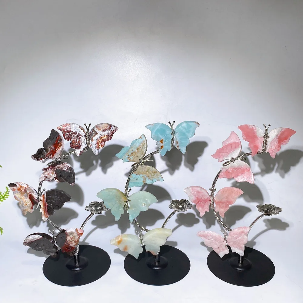 21cm Natural Butterfly Sphere Holder Crystal Healing Bulk Wholesale