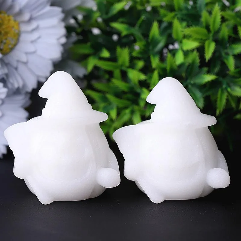 2.2" White Jade Pumpkin Ghost Crystal Carvings for Halloween Best Crystal Wholesalers