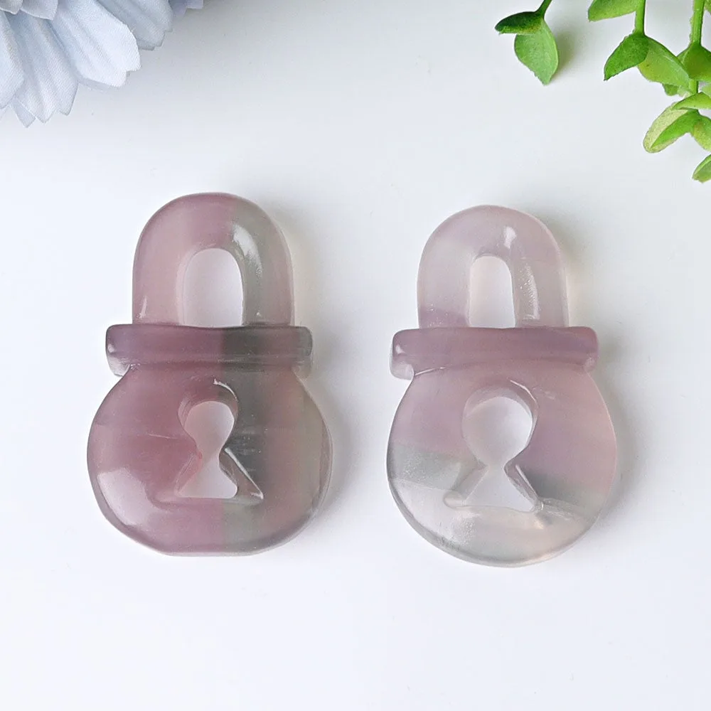 2.4" Fluorite Lock  Crystal Carvings Best Crystal Wholesalers