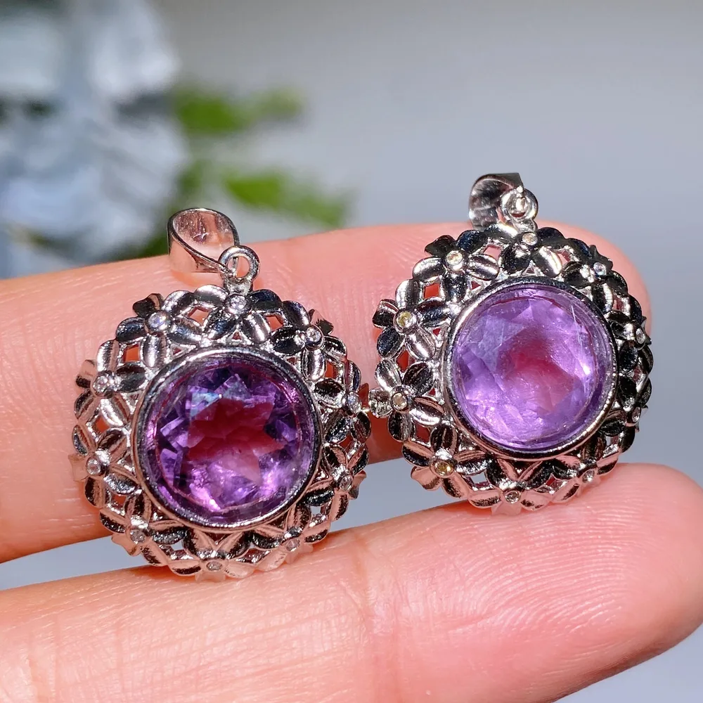2cm Faceted Amethyst Pendant Crystal Healing Bulk Wholesale