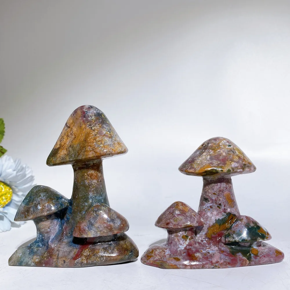 3.0"-4.0" Ocean Jasper Mushroom Carving Crystal Healing Bulk Wholesale