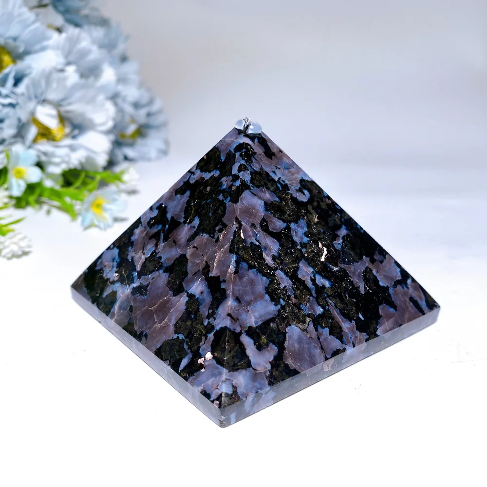 3.0" Indigo Gabbro Pyramid Carving Crystal Healing Bulk Wholesale
