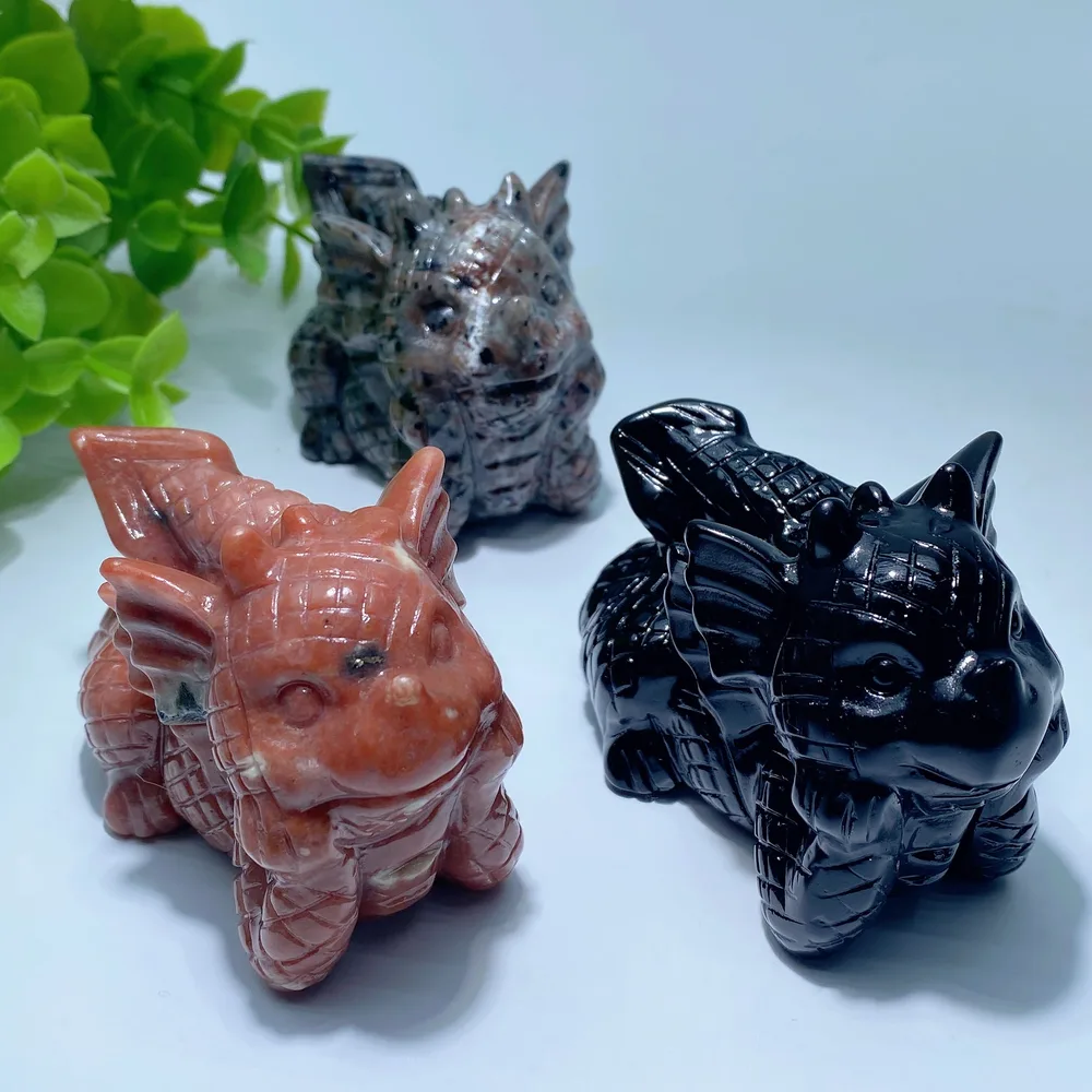 3.0" Mixed Crystal Dragon Carvings Bulk Wholesale