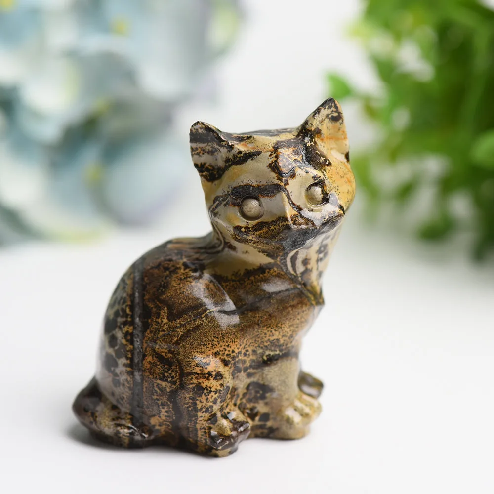 3.0" Picture Stone Cat Crystal Carving Bulk Wholesale