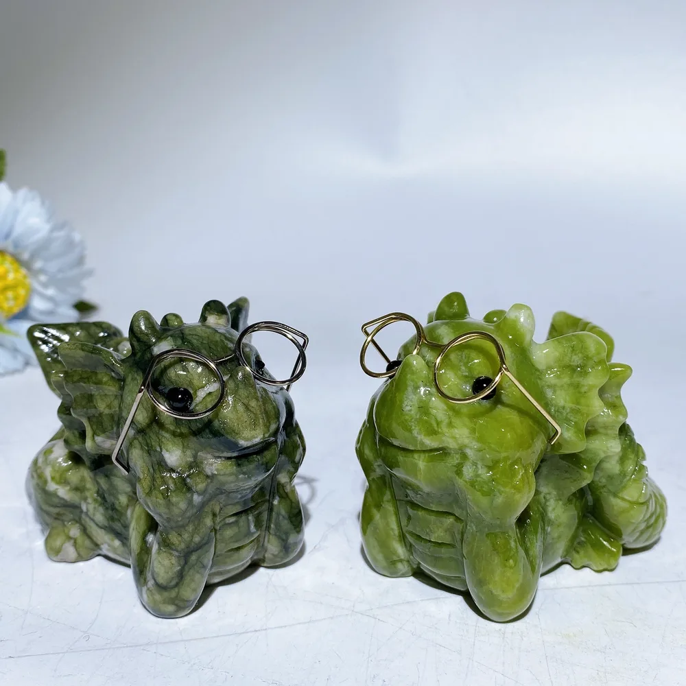 3.0" Serpentine Baby Dragon Carving with Eyeglass Crystal Healing Bulk Wholesale