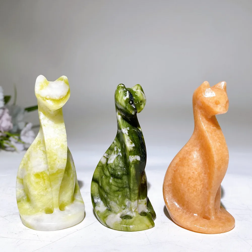 3.1" Crystal Cat Carving Crystal Healing Bulk Wholesale