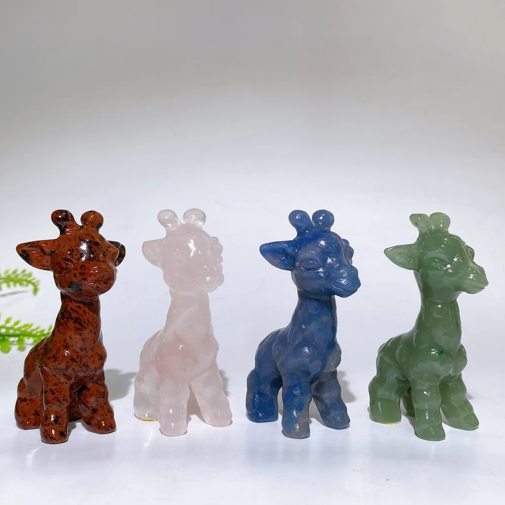 3.1" Natural Crystal Giraffe Carving Crystal Healing Bulk Wholesale