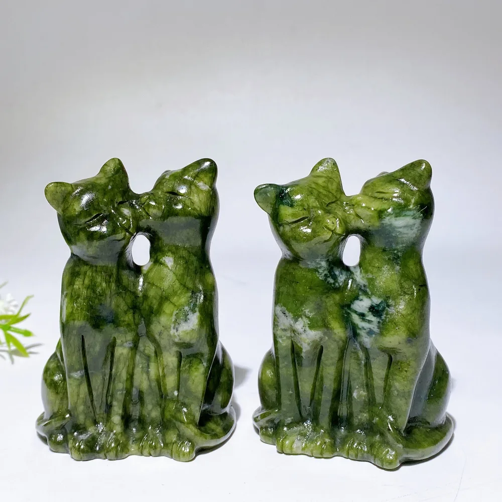 3.1" Serpentine Cat Carving Crystal Healing Bulk Wholesale
