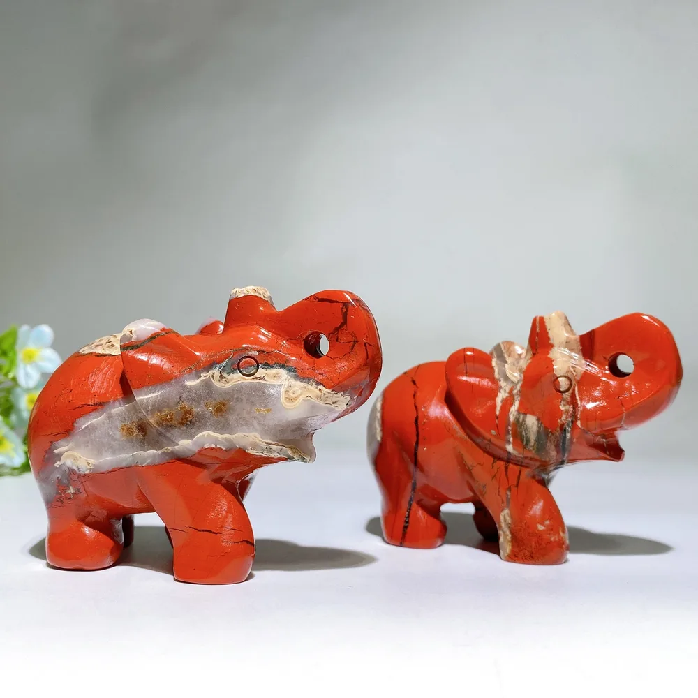 3.2" Red Jasper Elephant Carving Crystal Healing Bulk Wholesale
