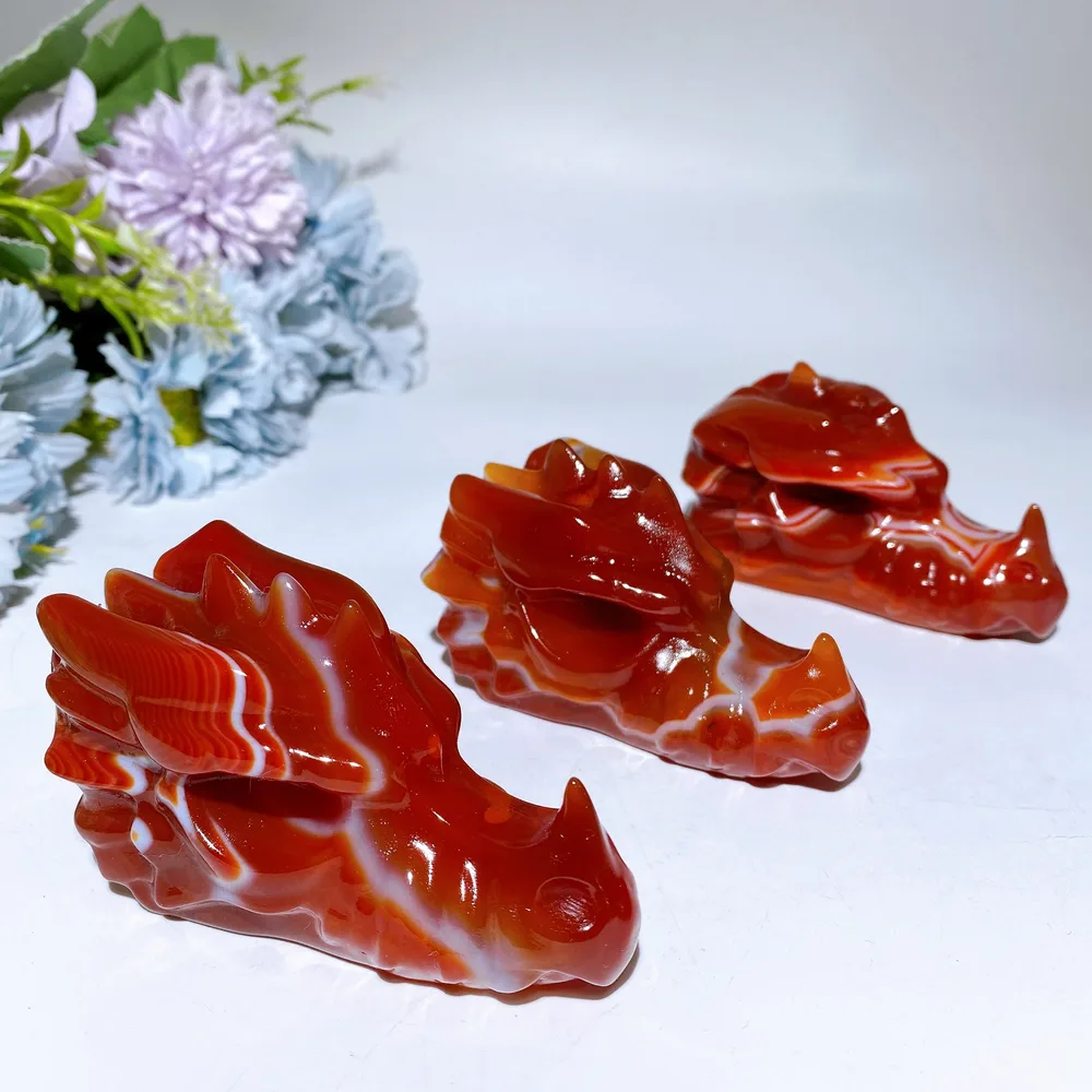 3.3"-3.5" Sardonyx Dragon Head Carving Crystal Healiing Bulk Wholesale