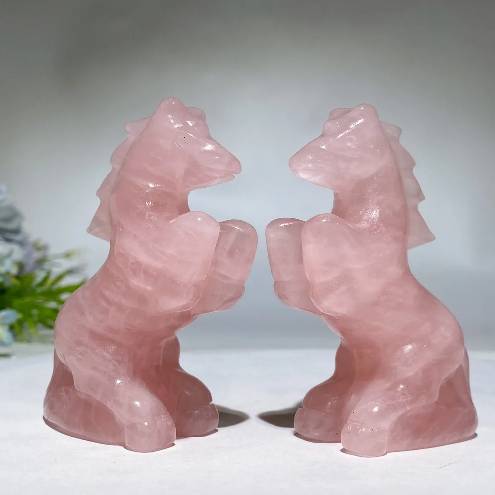 3.3" Rose Quartz Horse Carving Valentine's Day Gift Crystal Healing Bulk Wholesale
