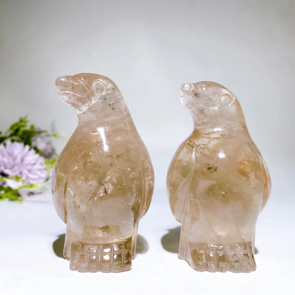 3.3" Smoky Quartz Penguin Carving Crystal Healing Bulk Wholesale