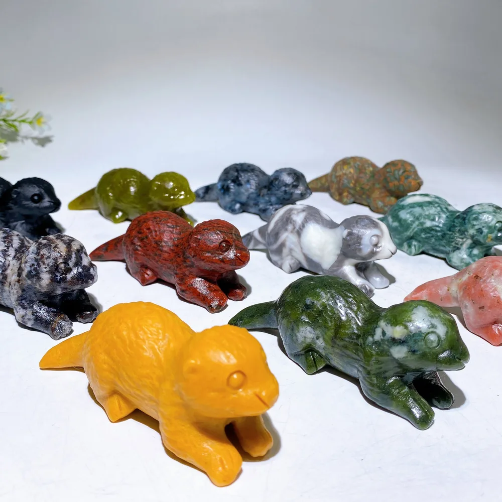 3.5" Natural Gemstone Crystal Beaver Carving For Gift & Display Wholesale
