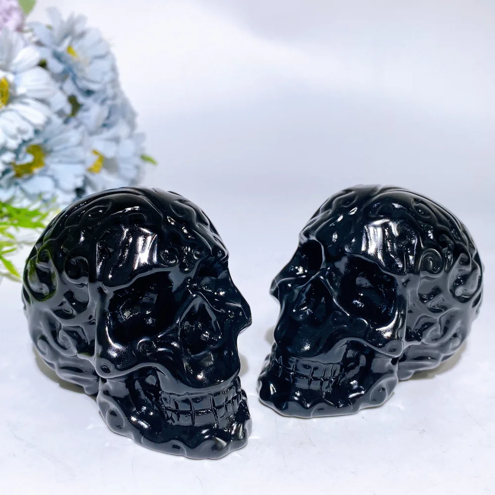 3.6" Black Obsidian Skull Carving Crystal Healing Bulk Wholesale