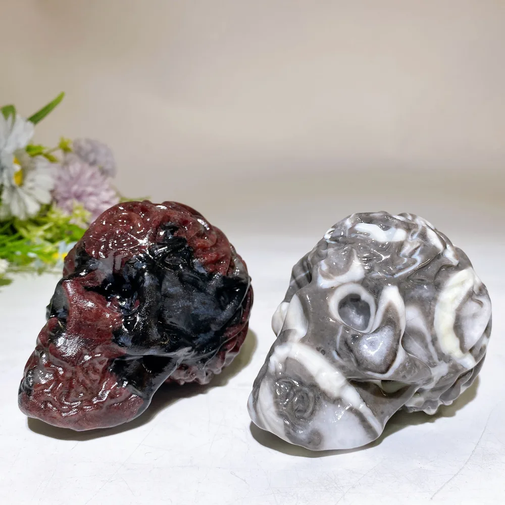 3.7"-3.9" Garnet Shell Stone Skull Carving Crystal Healing Bulk Wholesale