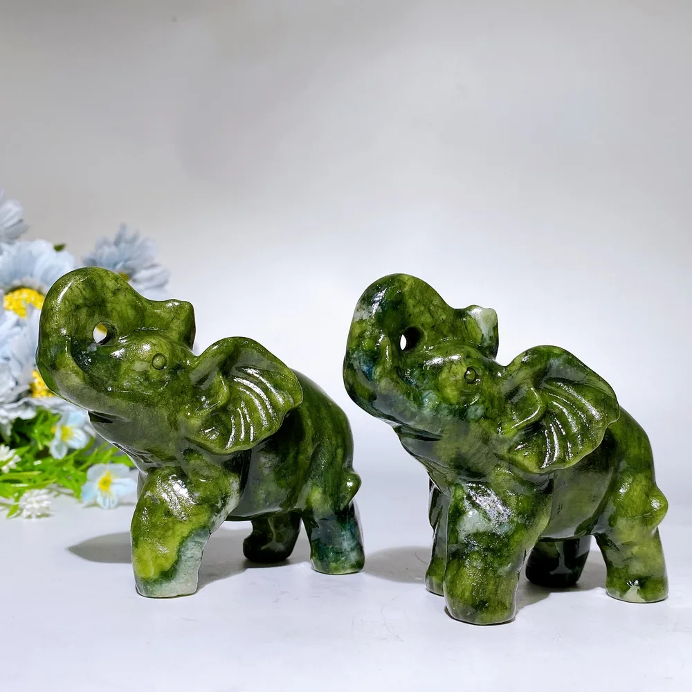 3.7" Serpentine Elephant Carving Crystal Healing Bulk Wholesale