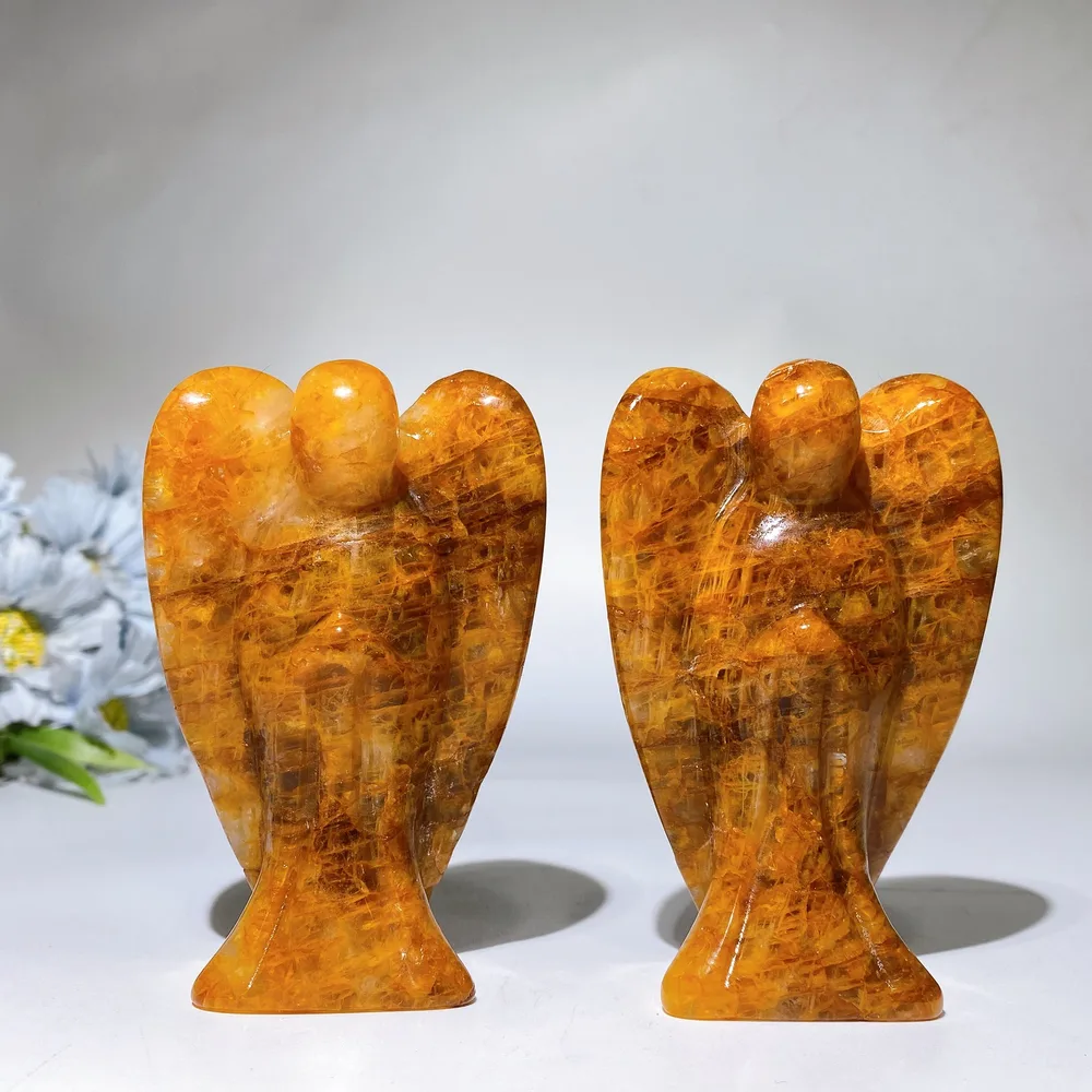 3.8" Golden Healer Angel Carving Crystal Healing Bulk Wholesale