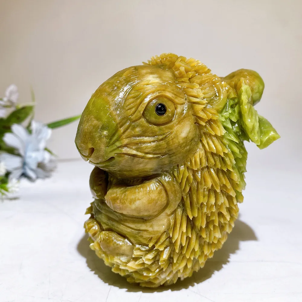 3.8" Lemon Jade Hedgehog Carving Crystal Healing Bulk Wholesale