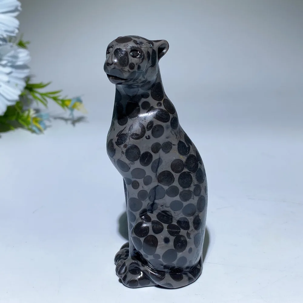 3.8" Oolitic Jasper Leopard Carving Crystal Healing Bulk Wholesale