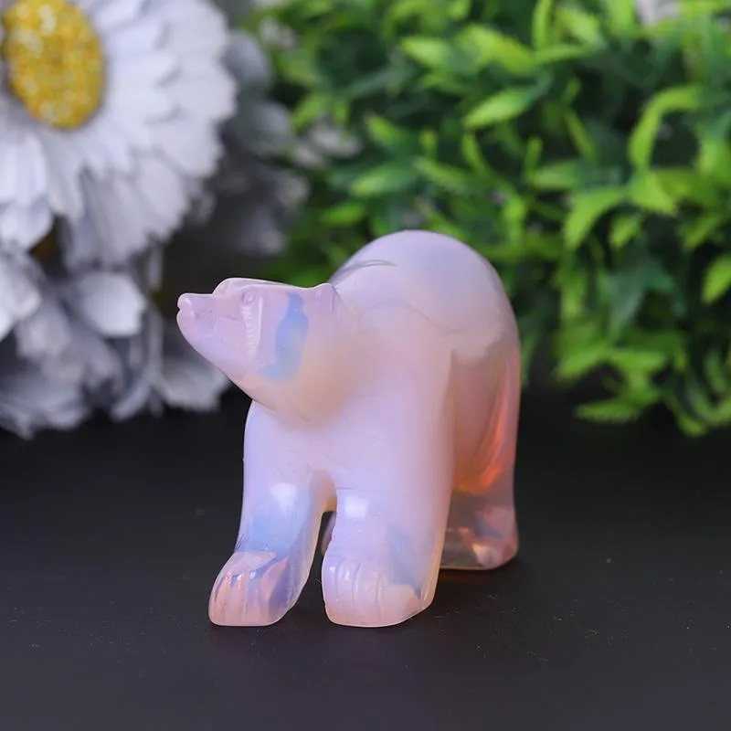 3" Pink Opal Bear Carving for Collection Crystal Gift Animal Bulk Best Crystal Wholesalers